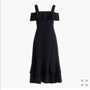 Jcrew cold shoulder silk dress black